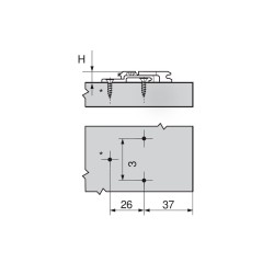 Base en cruz, para bisagra CLIP top, altura 9 mm, para atornillar con ajuste excéntrico