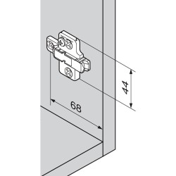Base en cruz, para bisagra CLIP top, altura 9 mm, para atornillar con ajuste excéntrico